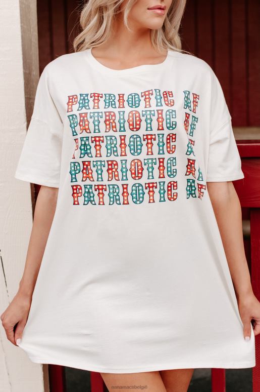vanille patriottische oversized grafische t-shirtjurk NanaMacs HPTT3569