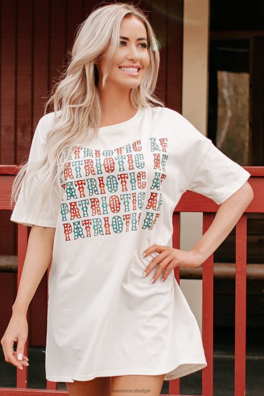 vanille patriottische oversized grafische t-shirtjurk NanaMacs HPTT3569