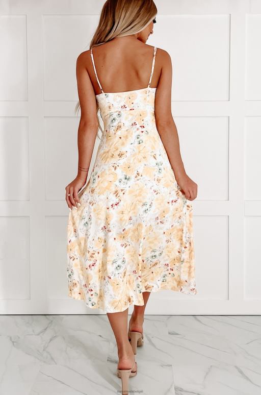 wit/geel/groen zonnige midi-jurk met bloemenprint NanaMacs HPTT2425