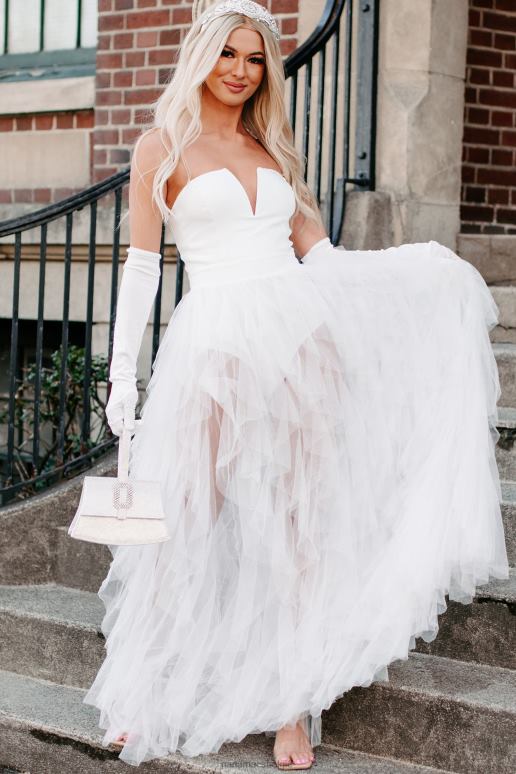 wit levendige verbeelding gelaagde tule bodysuit avondjurk NanaMacs HPTT2362