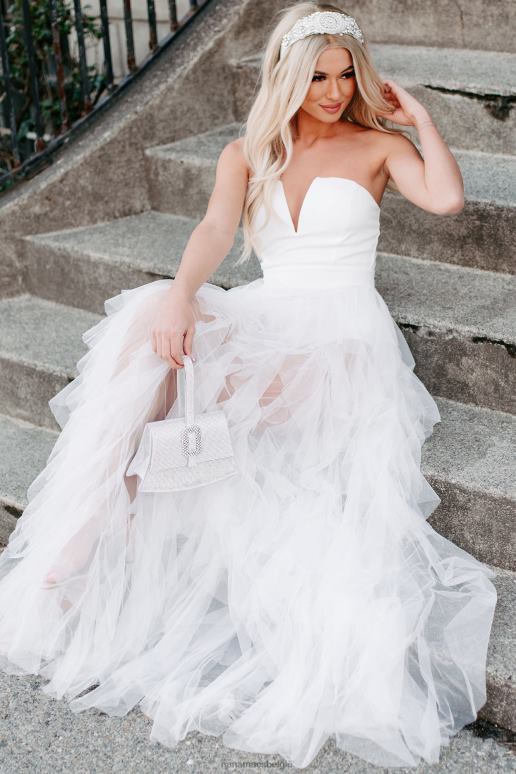 wit levendige verbeelding gelaagde tule bodysuit avondjurk NanaMacs HPTT2362