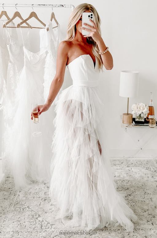 wit levendige verbeelding gelaagde tule bodysuit avondjurk NanaMacs HPTT2362