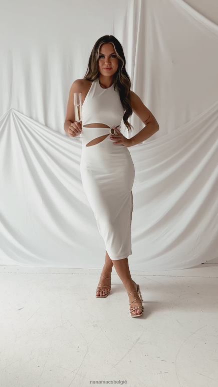 wit still going strong halflange halterjurk met uitsnijding NanaMacs HPTT2273