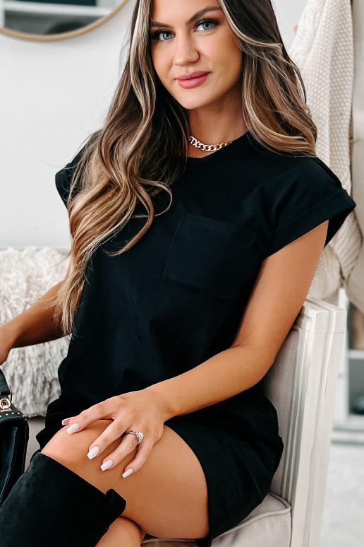 zwart T-shirtjurk met manchetten NanaMacs HPTT3607