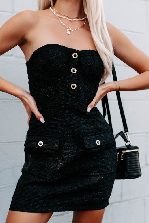 zwart beslissende bewegingen strapless tweed jurk NanaMacs HPTT2135