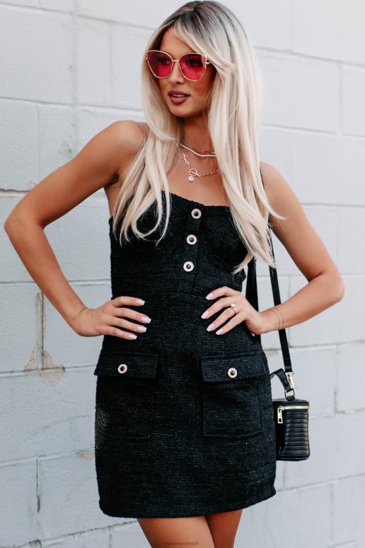 zwart beslissende bewegingen strapless tweed jurk NanaMacs HPTT2135