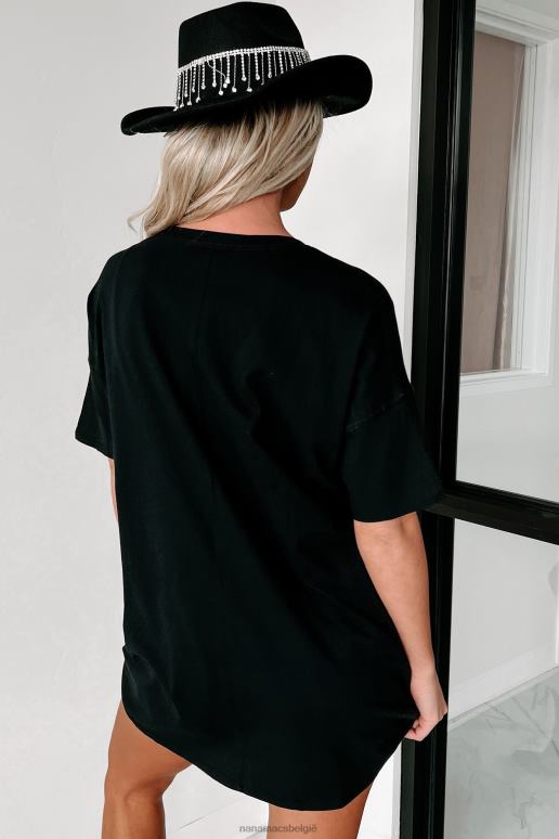 zwart cowboy save the day oversized grafische t-shirtjurk NanaMacs HPTT1081