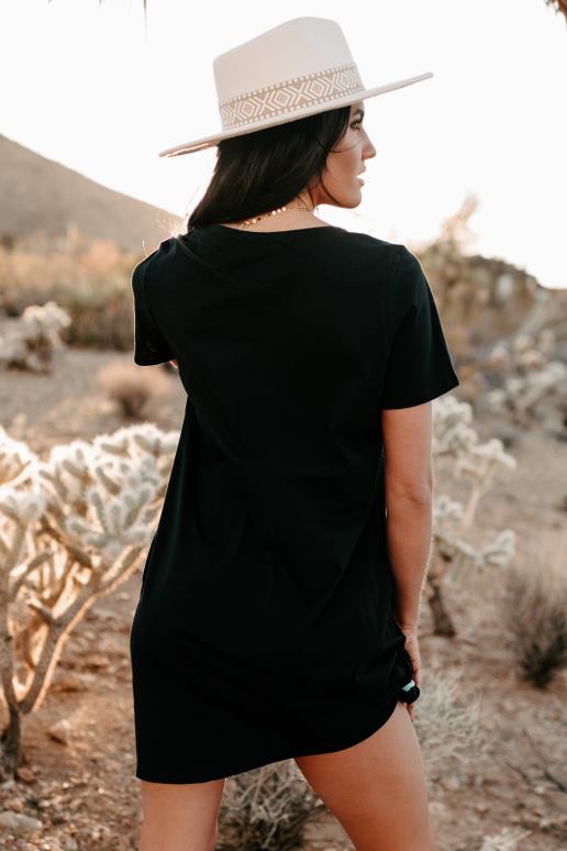 zwart cowboys nachtclub grafische t-shirt jurk NanaMacs HPTT910