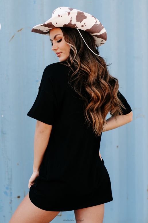 zwart druipend van trots oversized grafische t-shirtjurk NanaMacs HPTT1904