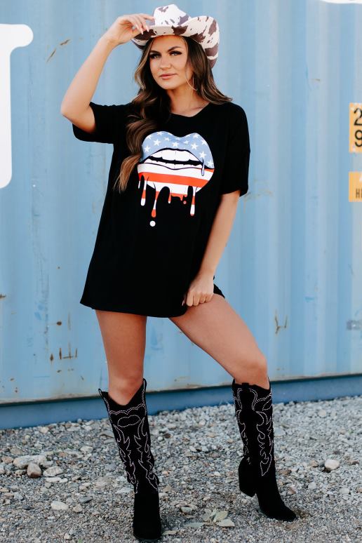 zwart druipend van trots oversized grafische t-shirtjurk NanaMacs HPTT1904