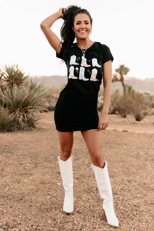 zwart ga naar scootin grafische t-shirtjurk NanaMacs HPTT3584