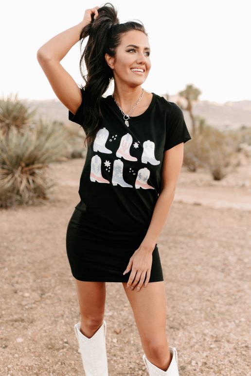 zwart ga naar scootin grafische t-shirtjurk NanaMacs HPTT3584