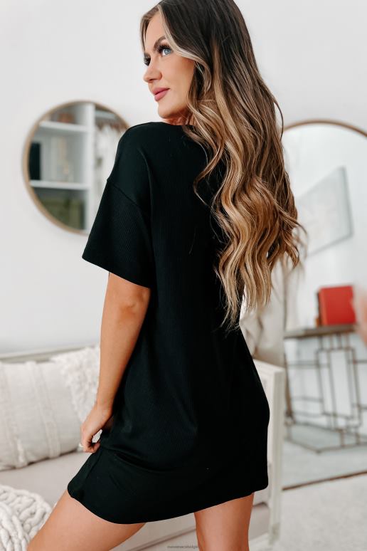 zwart geribbelde t-shirtjurk NanaMacs HPTT3606