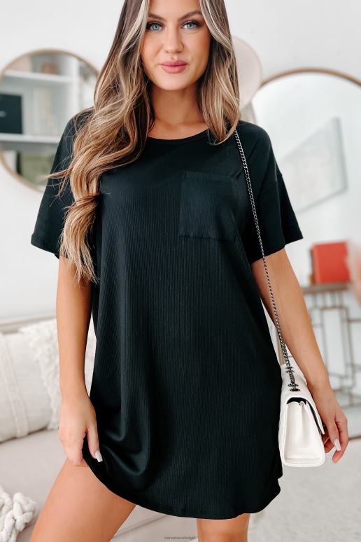 zwart geribbelde t-shirtjurk NanaMacs HPTT3606