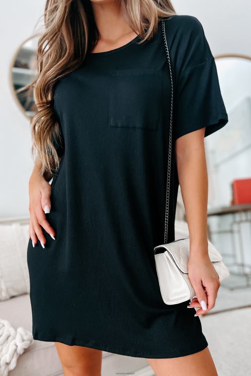 zwart geribbelde t-shirtjurk NanaMacs HPTT3606