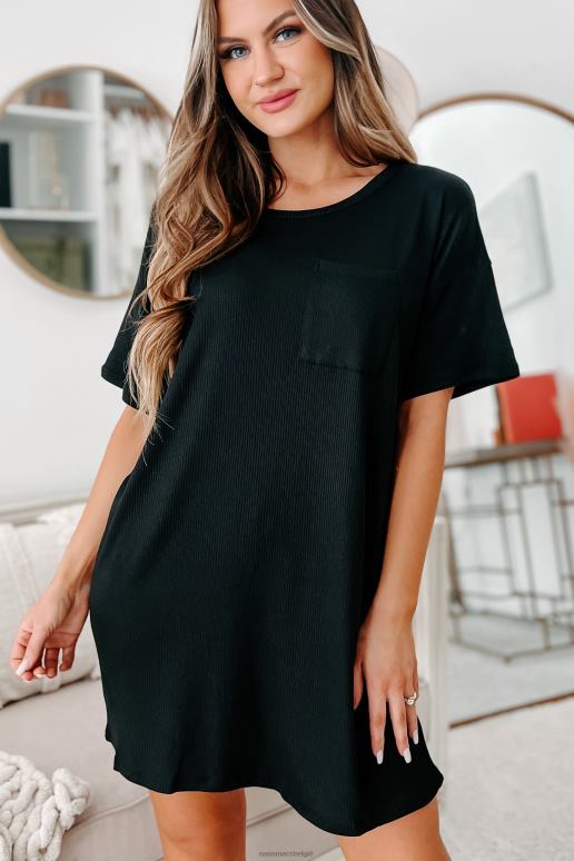 zwart geribbelde t-shirtjurk NanaMacs HPTT3606