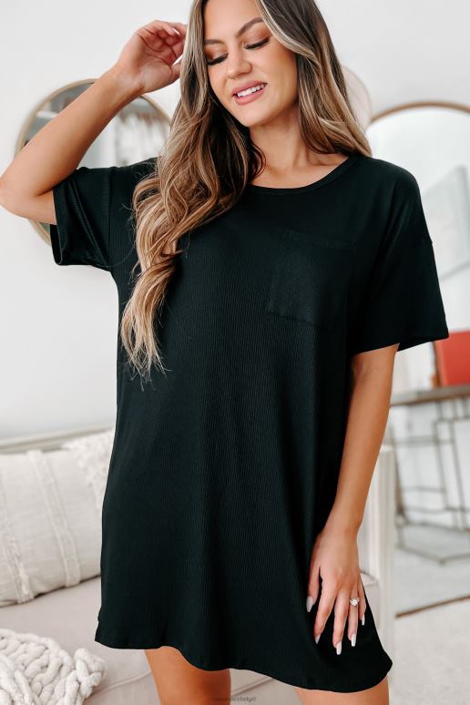 zwart geribbelde t-shirtjurk NanaMacs HPTT3606