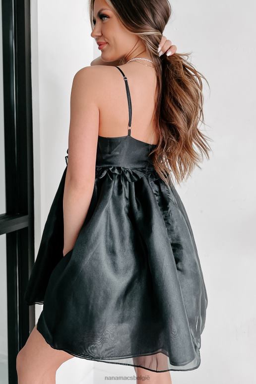 zwart hier wow organza babydoll jurk NanaMacs HPTT2040