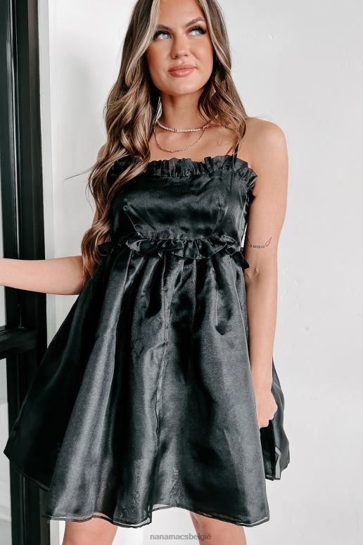 zwart hier wow organza babydoll jurk NanaMacs HPTT2040