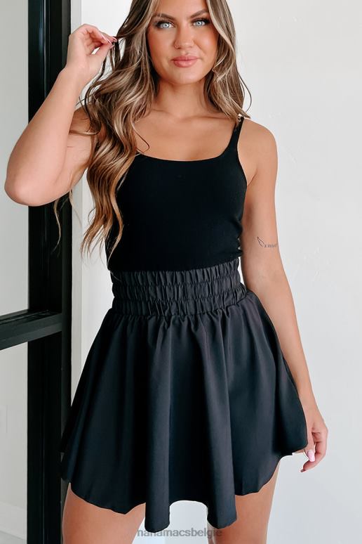 zwart lookin' sportieve actieve jurk met gesmokte taille NanaMacs HPTT1807