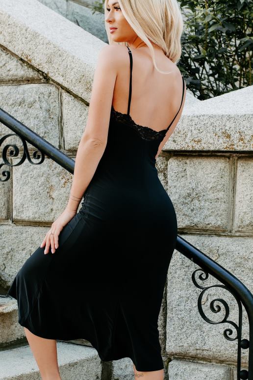 zwart misschien problemen kanten trim fit flare midi-jurk NanaMacs HPTT2259