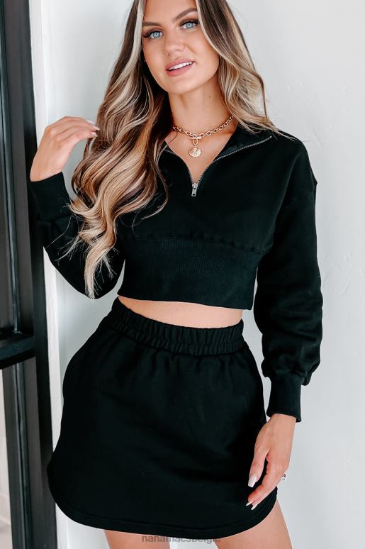 zwart vertrouwenwekkende cropped pullover met halve rits NanaMacs HPTT1609