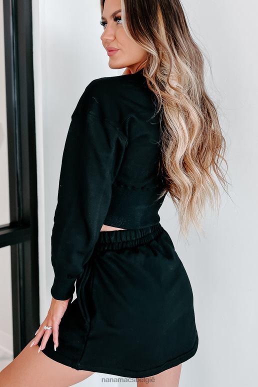 zwart vertrouwenwekkende cropped pullover met halve rits NanaMacs HPTT1609