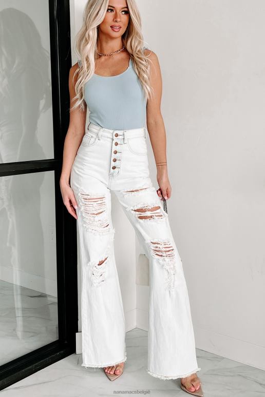 blauw grijs geribbelde romper met ruches en bandjes NanaMacs HPTT297