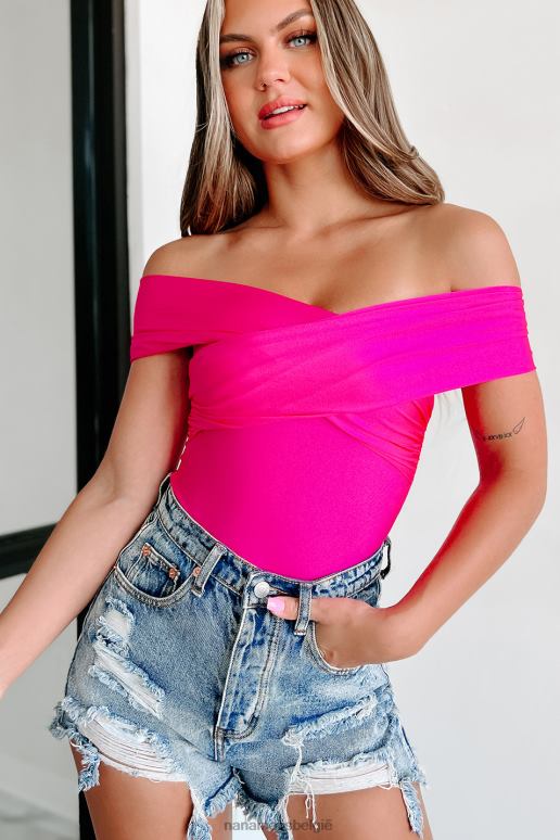 fuchsia de moeite waard cross-front uitgesneden bodysuit NanaMacs HPTT388