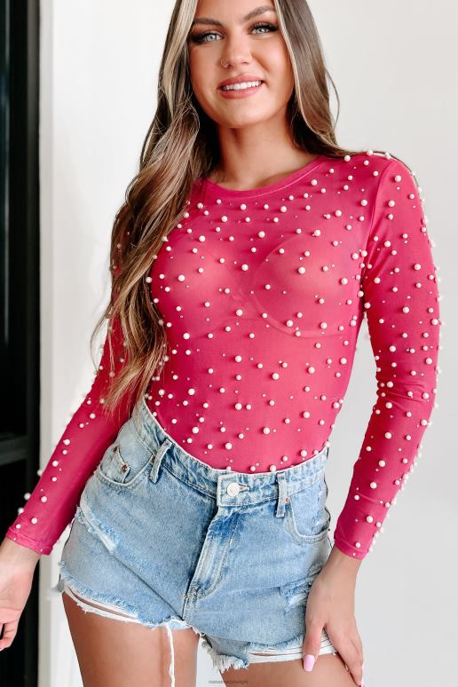 fuchsia make me famous strass parel mesh bodysuit NanaMacs HPTT354