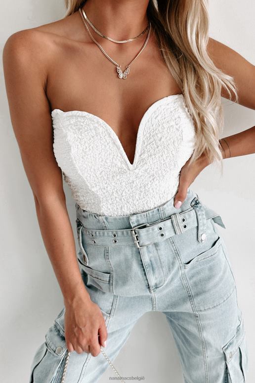 gebroken wit kust timing strapless getextureerde bodysuit NanaMacs HPTT467