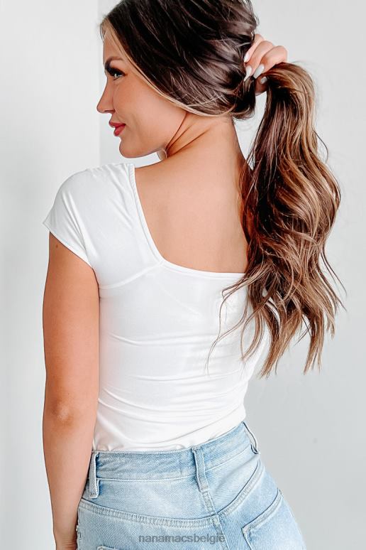 gebroken wit lief gevoelig bodysuit met vierkante hals NanaMacs HPTT479