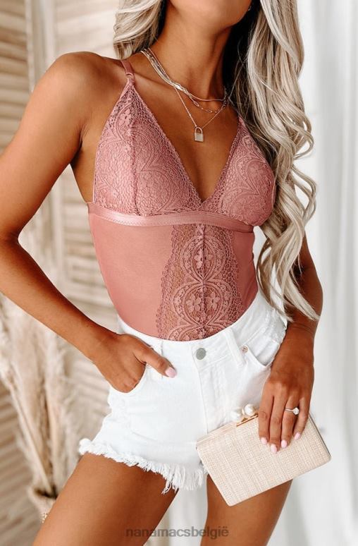 mauve tot de uitdaging strappy kanten bodysuit NanaMacs HPTT442