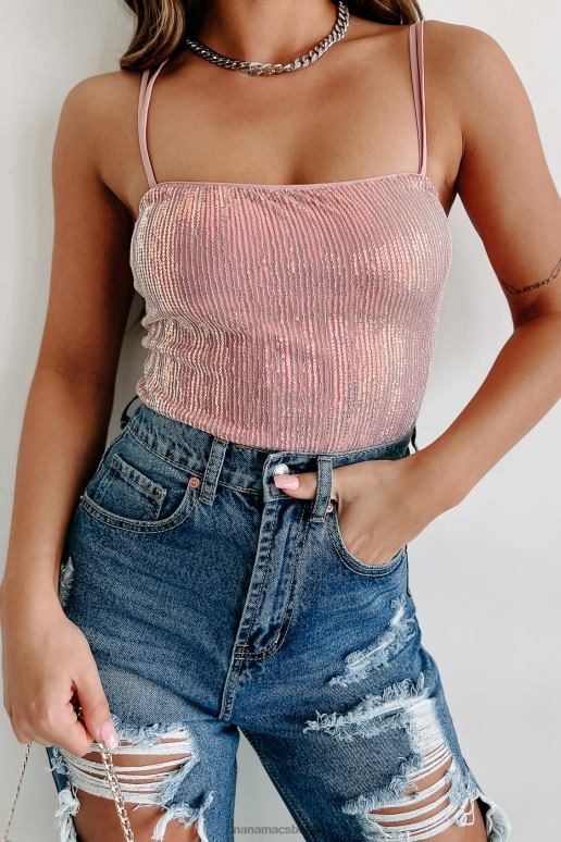 roze be bold bodysuit met lovertjes en gestrikte achterkant NanaMacs HPTT398