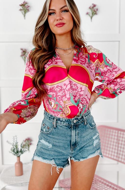 roze voelt als een satijnen bodysuit met lange mouwen met miljoenen patronen NanaMacs HPTT387