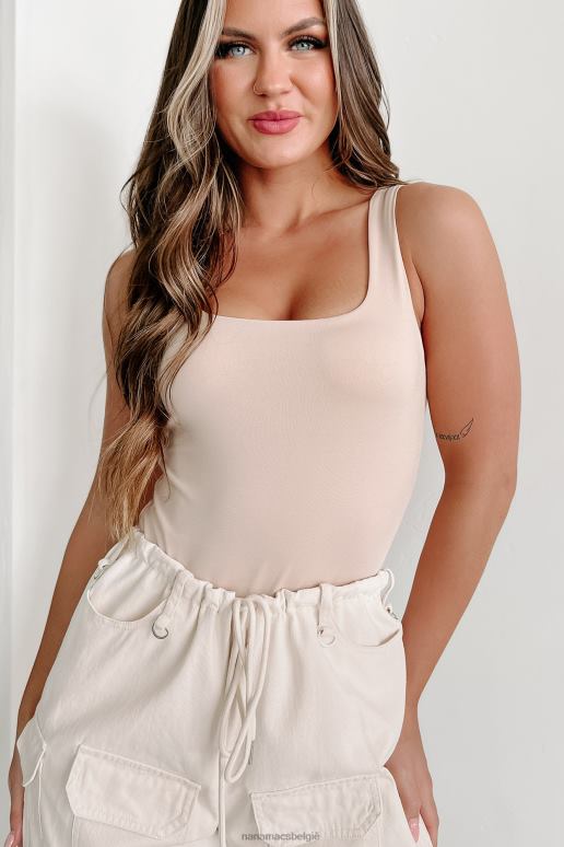 taupe oke met mij bodysuit met vierkante hals NanaMacs HPTT295