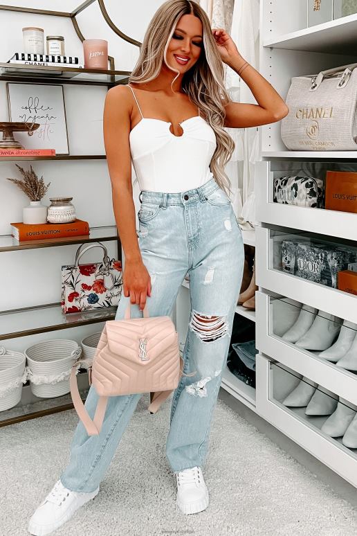 wit bodysuit met metalen ringen voor kleine veranderingen NanaMacs HPTT344