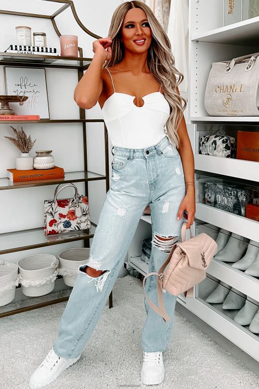 wit bodysuit met metalen ringen voor kleine veranderingen NanaMacs HPTT344