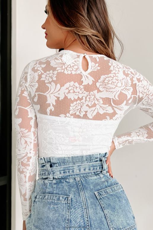 wit dan was er je mesh gebloemde bodysuit NanaMacs HPTT475