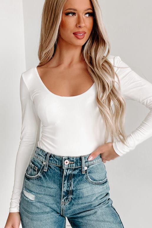 wit macie originele bodysuit met v-hals NanaMacs HPTT327