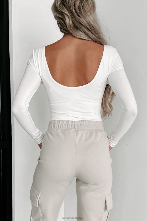 wit macie originele bodysuit met v-hals NanaMacs HPTT327