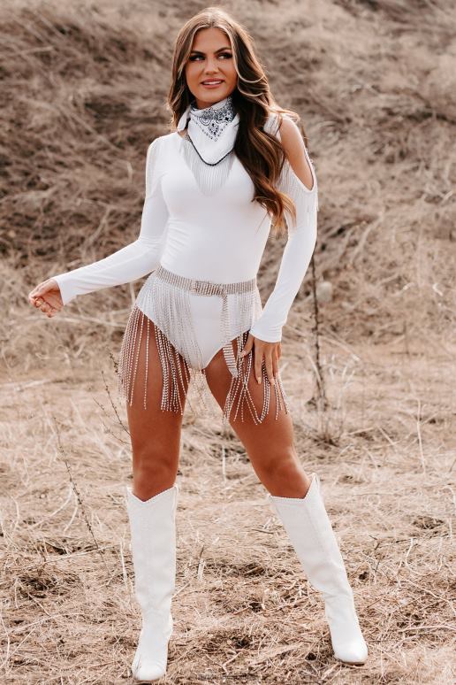 wit speak sprankelende romper met strass franjes NanaMacs HPTT364