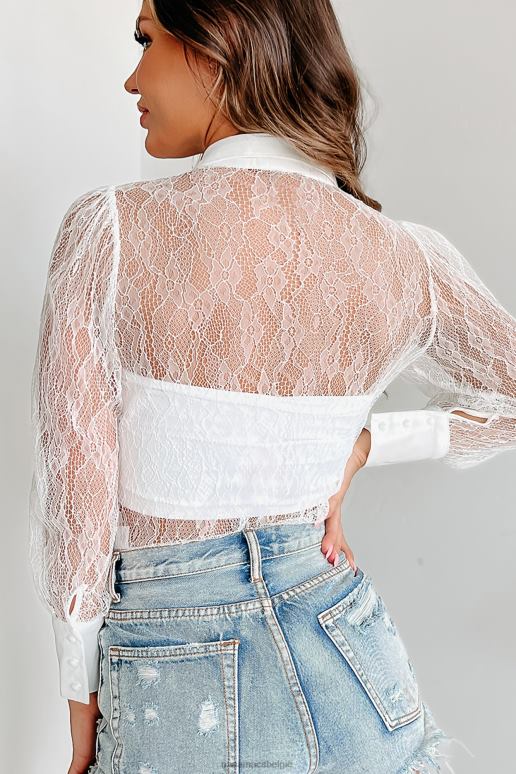 wit voor de plot doorschijnende bodysuit met knopen aan de voorkant NanaMacs HPTT361