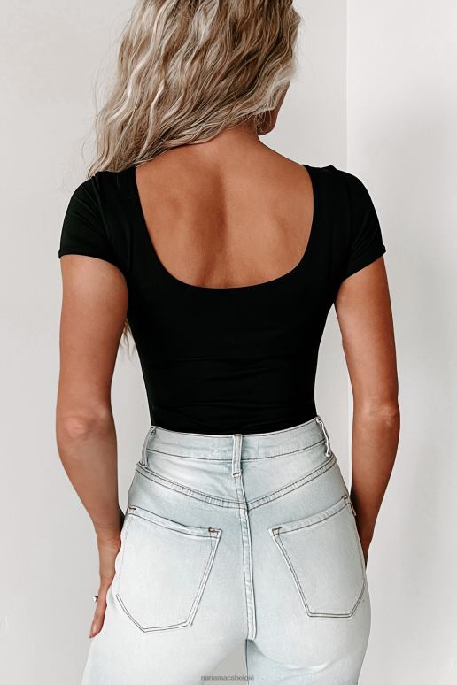 zwart chancy originele romper met korte mouwen en lage rug NanaMacs HPTT288