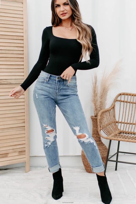 zwart corine originele bodysuit met vierkante hals NanaMacs HPTT465