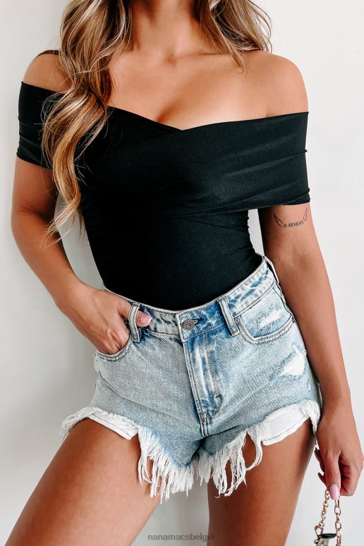zwart de moeite waard cross-front uitgesneden bodysuit NanaMacs HPTT389