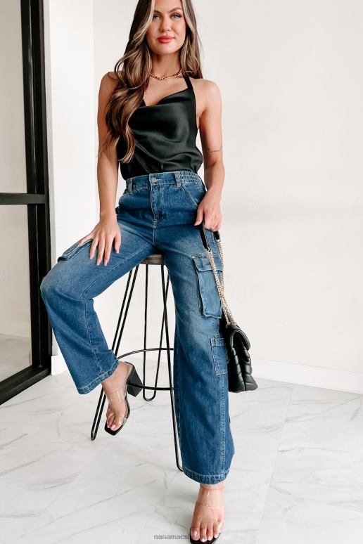 zwart forever chic bodysuit met gedrapeerde halterhals NanaMacs HPTT463