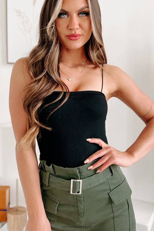 zwart good things are coming geribbelde basic bodysuit NanaMacs HPTT300