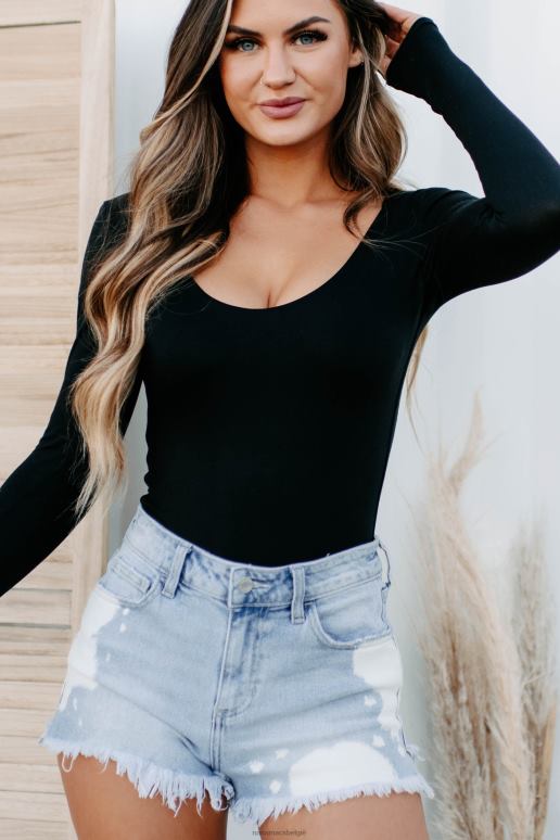 zwart macie originele bodysuit met v-hals NanaMacs HPTT326