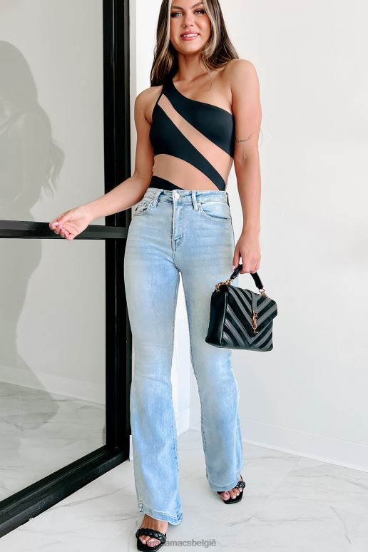 zwart/naakt bodysuit met één schouder mesh-paneel met slechte reputatie NanaMacs HPTT396